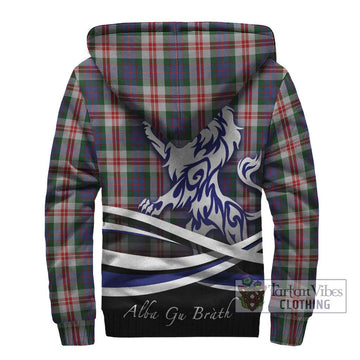 Fraser Red Dress Tartan Sherpa Hoodie with Alba Gu Brath Regal Lion Emblem