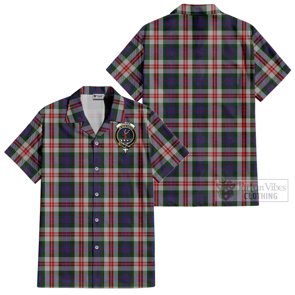 Fraser Red Dress Tartan Cotton Hawaiian Shirt with Family Crest Kid - Tartan Vibes Clothing