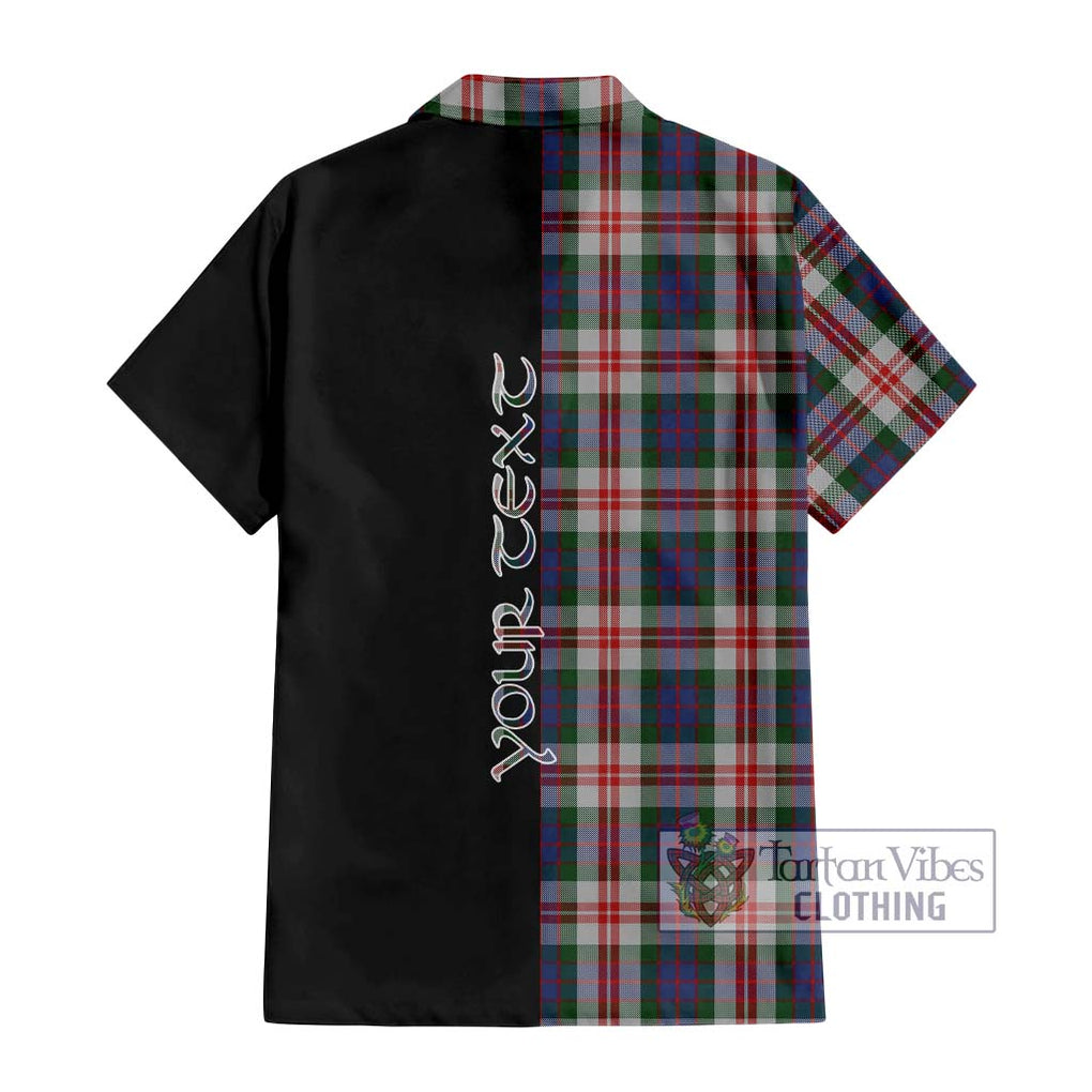 Fraser Red Dress Tartan Short Sleeve Button Shirt with Family Crest and Half Of Me Style - Tartanvibesclothing Shop