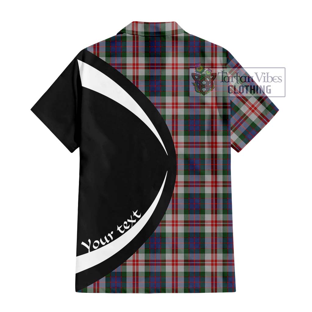 Fraser Red Dress Tartan Short Sleeve Button Up with Family Crest Circle Style - Tartan Vibes Clothing