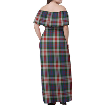 Fraser Red Dress Tartan Off Shoulder Long Dress