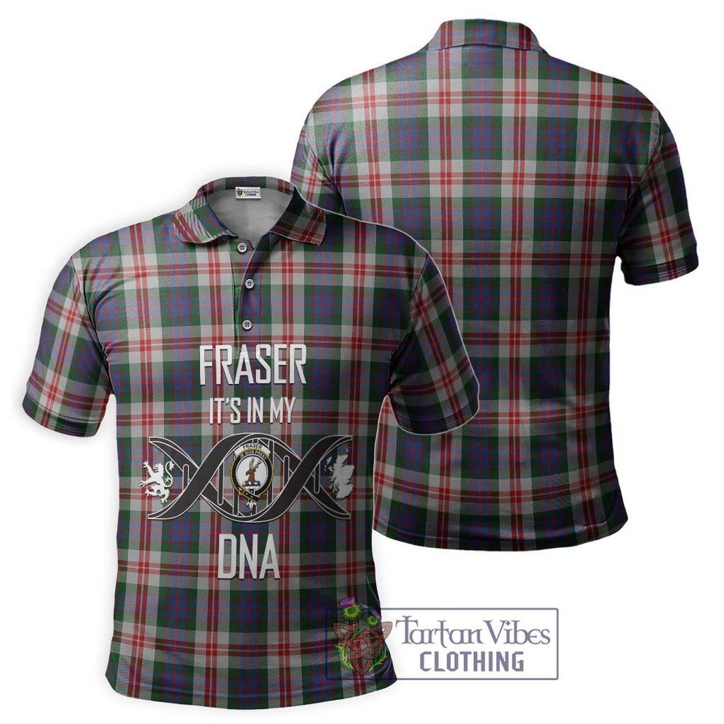 Fraser Red Dress Tartan Polo Shirt with Family Crest DNA In Me Style - Tartanvibesclothing Shop