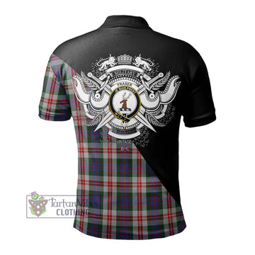 Fraser Red Dress Tartan Polo Shirt with Family Crest and Military Logo Style