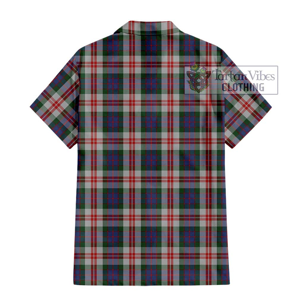 Fraser Red Dress Tartan Short Sleeve Button Shirt with Family Crest DNA In Me Style - Tartanvibesclothing Shop