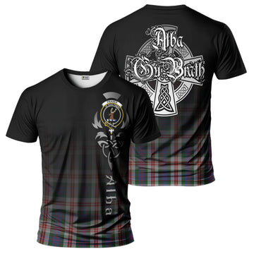 Fraser Red Dress Tartan T-Shirt Featuring Alba Gu Brath Family Crest Celtic Inspired