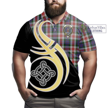 Fraser Red Dress Tartan Polo Shirt with Family Crest and Celtic Symbol Style