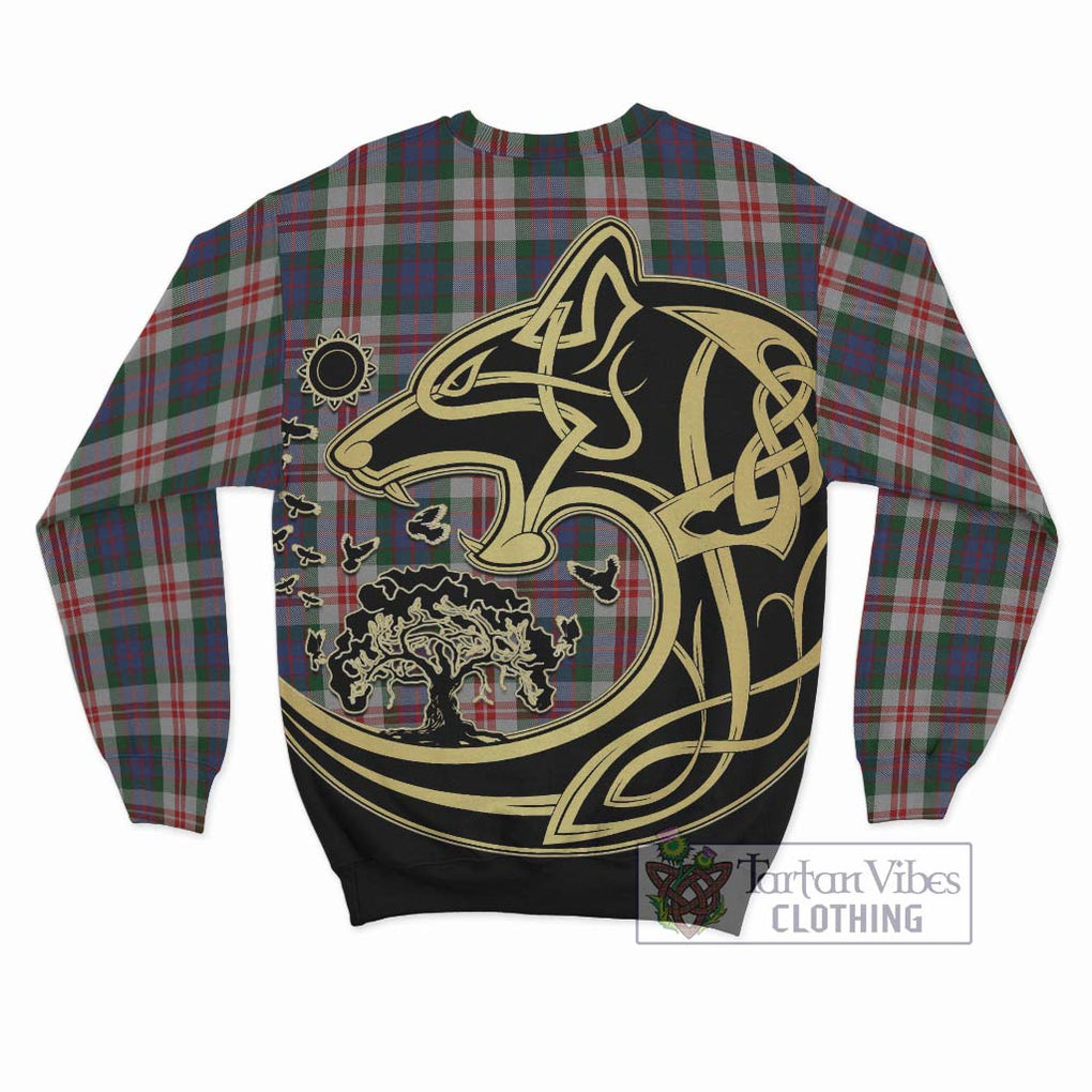 Fraser Red Dress Tartan Sweatshirt with Family Crest Celtic Wolf Style - Tartan Vibes Clothing