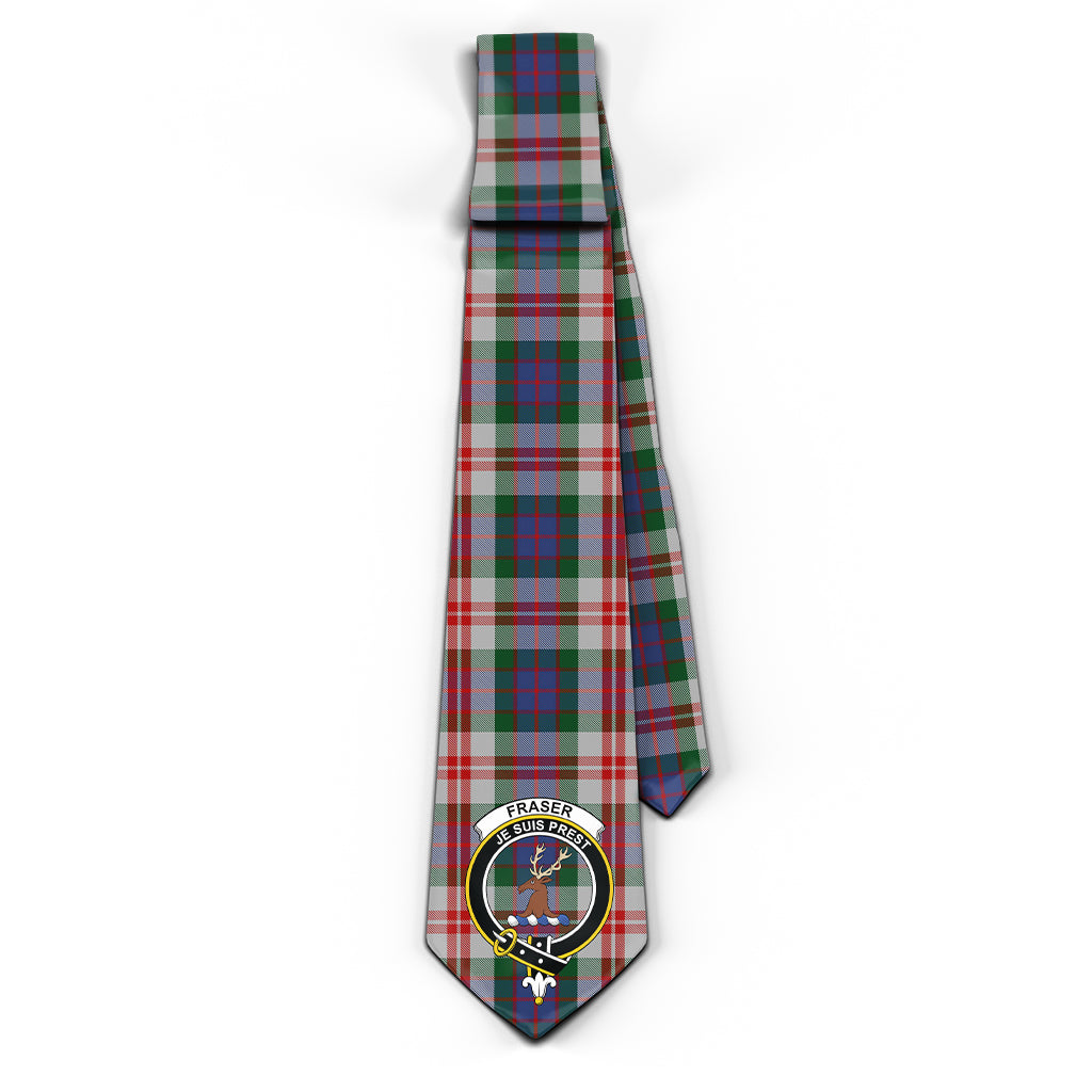 Fraser Red Dress Tartan Classic Necktie with Family Crest - Tartan Vibes Clothing