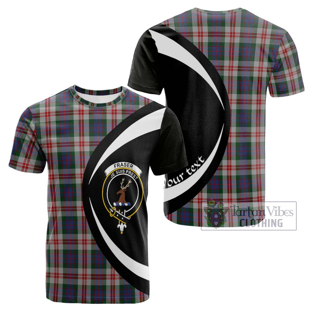 Tartan Vibes Clothing Fraser Red Dress Tartan Cotton T-shirt with Family Crest Circle Style