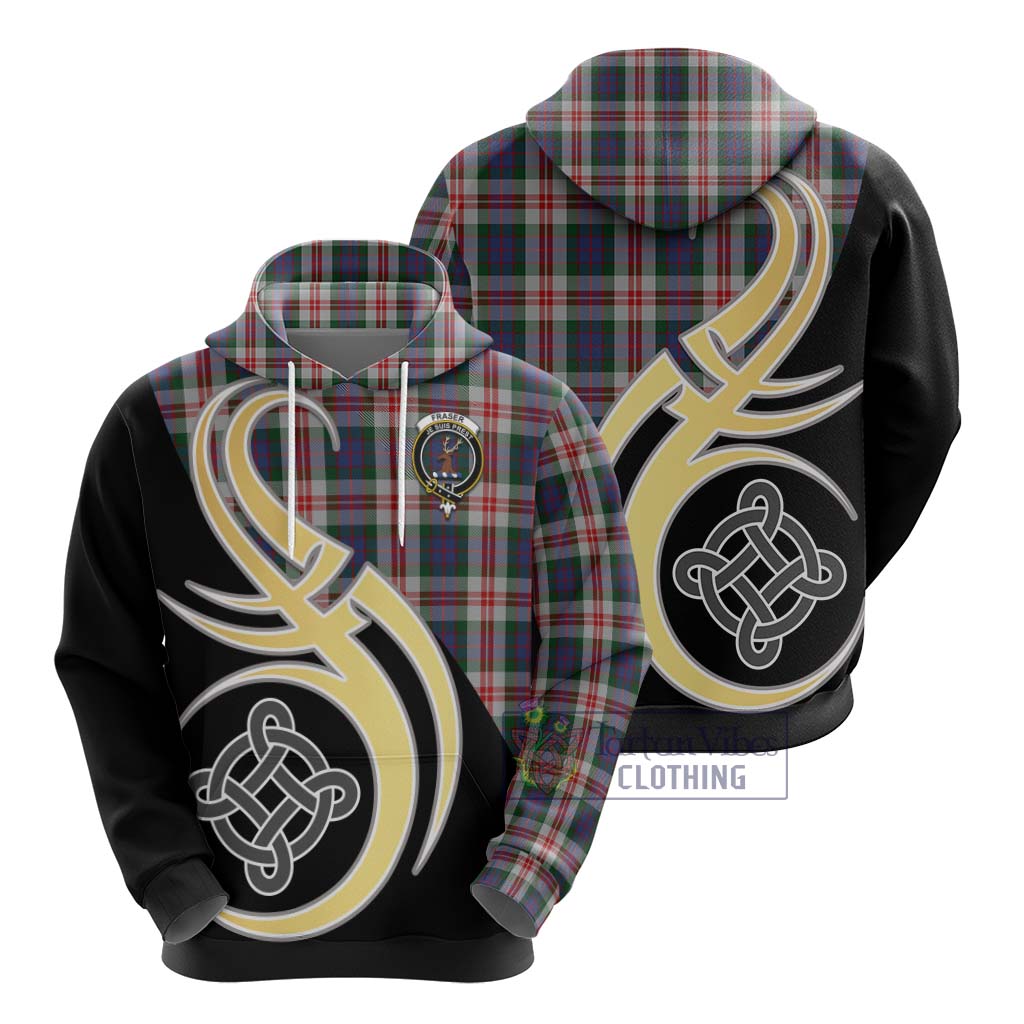 Fraser Red Dress Tartan Hoodie with Family Crest and Celtic Symbol Style - Tartan Vibes Clothing