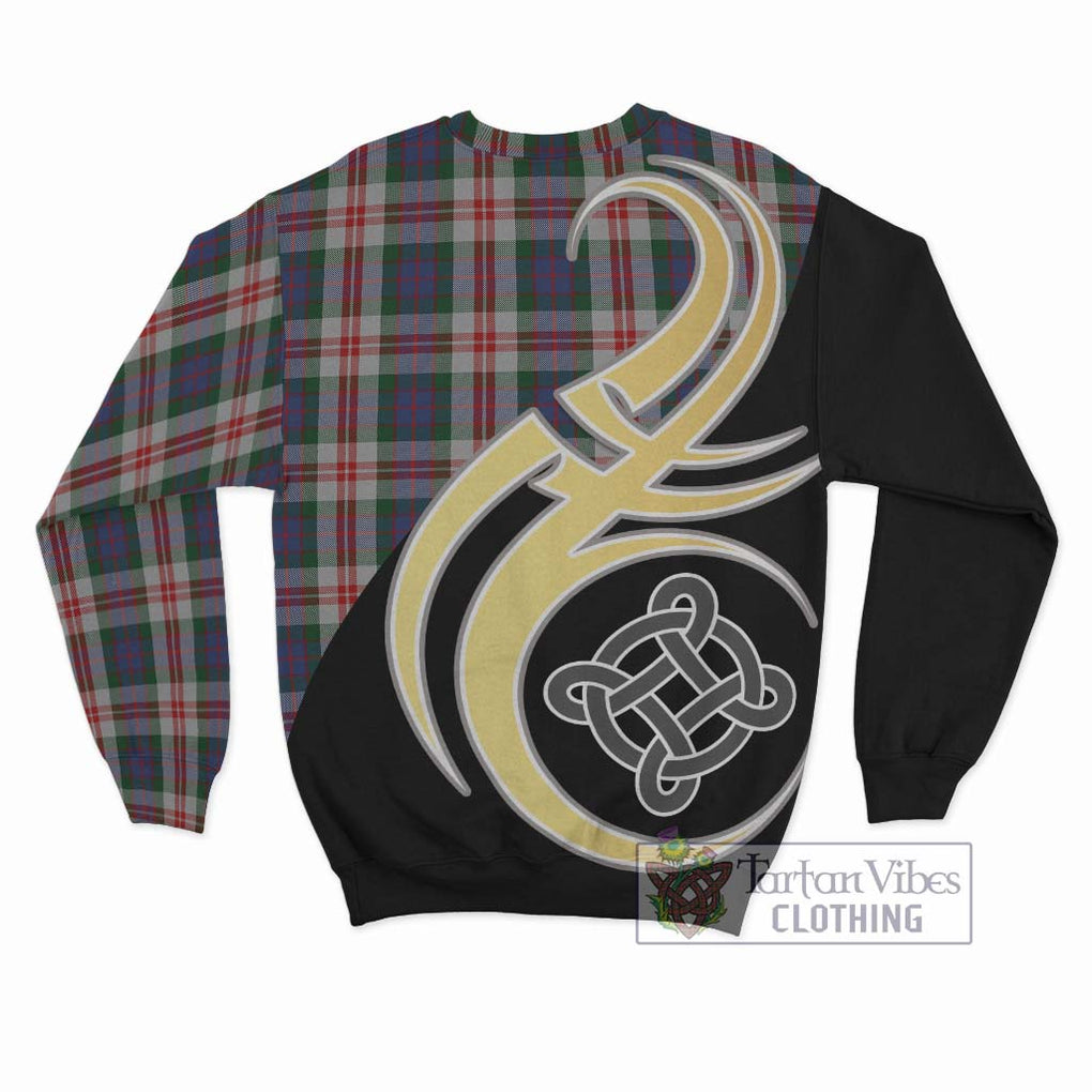 Fraser Red Dress Tartan Sweatshirt with Family Crest and Celtic Symbol Style - Tartan Vibes Clothing