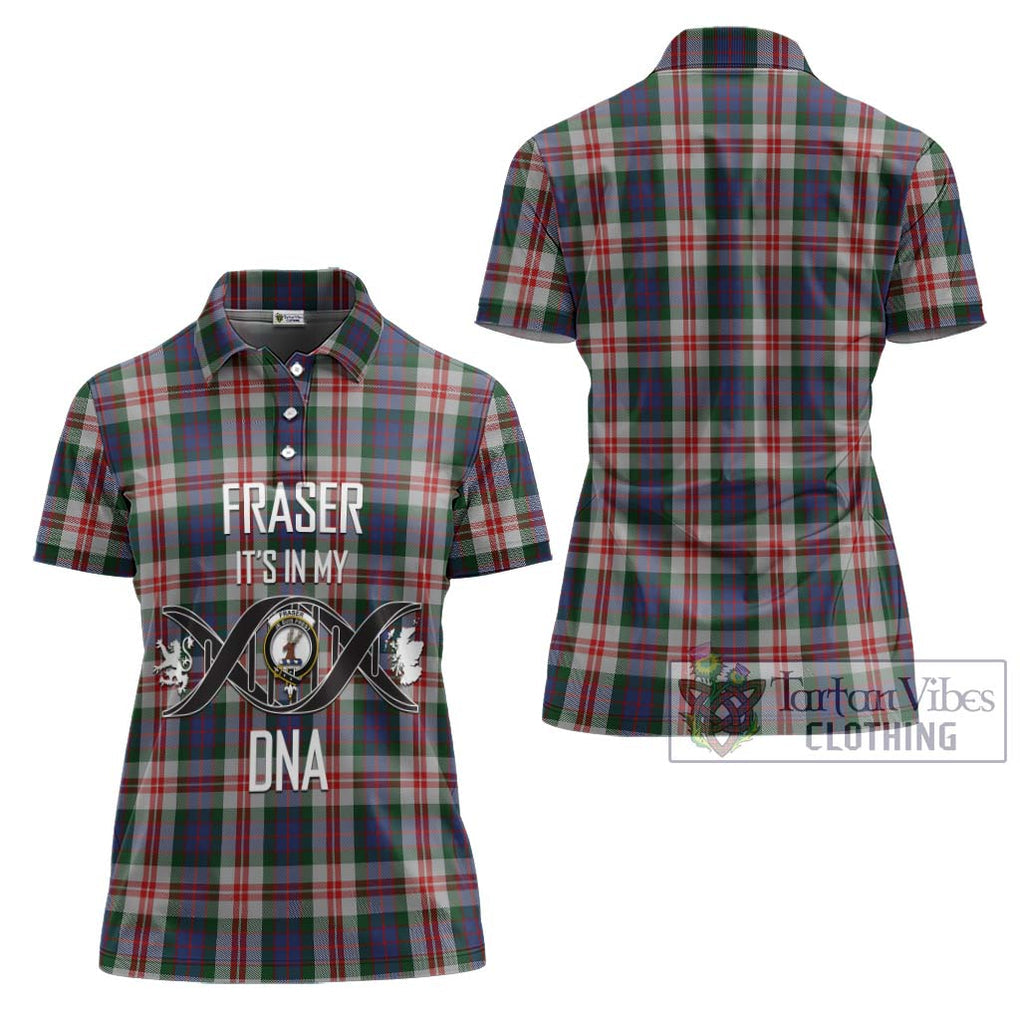 Fraser Red Dress Tartan Women's Polo Shirt with Family Crest DNA In Me Style - Tartanvibesclothing Shop