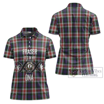 Fraser Red Dress Tartan Women's Polo Shirt with Family Crest DNA In Me Style