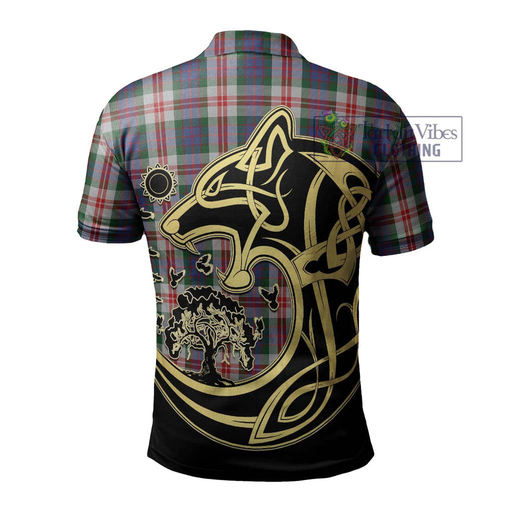 Fraser Red Dress Tartan Polo Shirt with Family Crest Celtic Wolf Style - Tartanvibesclothing Shop