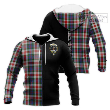 Fraser Red Dress Tartan Knitted Hoodie with Family Crest and Half Of Me Style