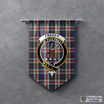 Fraser Red Dress Tartan Gonfalon, Tartan Banner with Family Crest