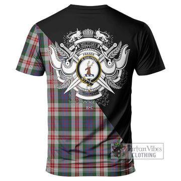 Fraser Red Dress Tartan T-Shirt with Family Crest and Military Logo Style