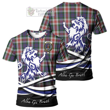 Fraser Red Dress Tartan Cotton T-shirt with Alba Gu Brath Regal Lion Emblem