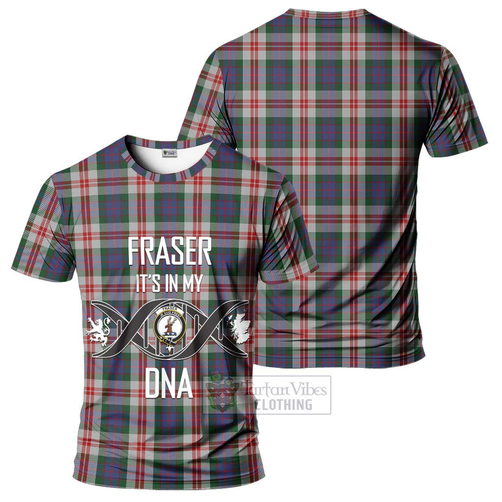 Fraser Red Dress Tartan T-Shirt with Family Crest DNA In Me Style - Tartan Vibes Clothing