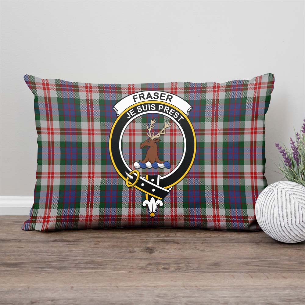 Fraser Red Dress Tartan Pillow Cover with Family Crest Rectangle Pillow Cover - Tartanvibesclothing