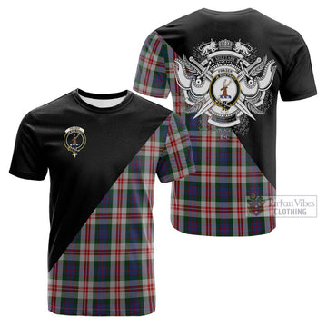 Fraser Red Dress Tartan Cotton T-shirt with Family Crest and Military Logo Style