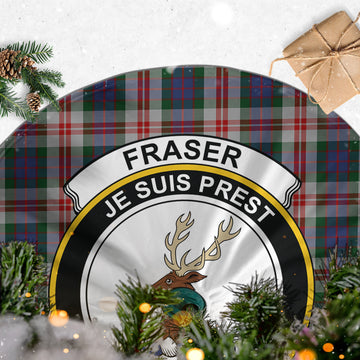 Fraser Red Dress Tartan Christmas Tree Skirt with Family Crest