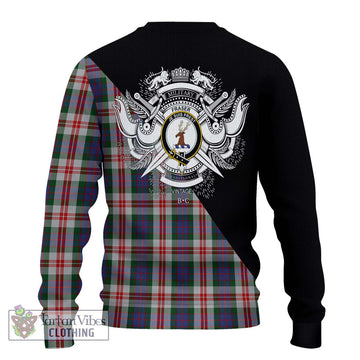 Fraser Red Dress Tartan Ugly Sweater with Family Crest and Military Logo Style