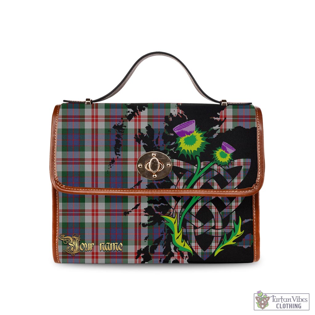 Tartan Vibes Clothing Fraser Red Dress Tartan Waterproof Canvas Bag with Scotland Map and Thistle Celtic Accents