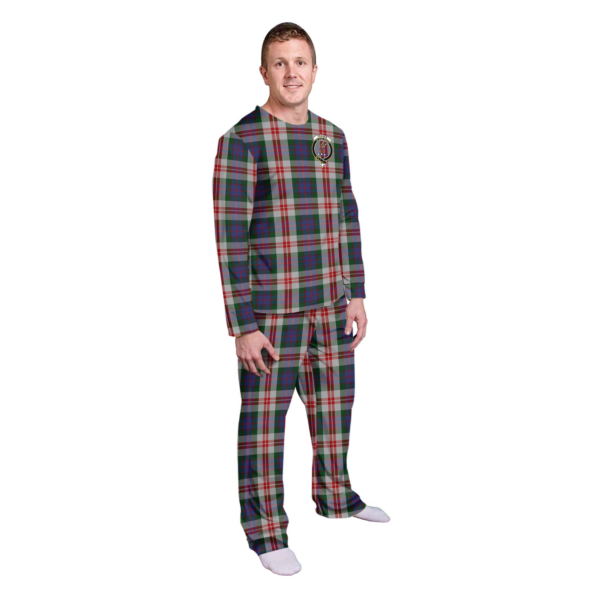 Fraser Red Dress Tartan Pajamas Family Set with Family Crest - Tartan Vibes Clothing