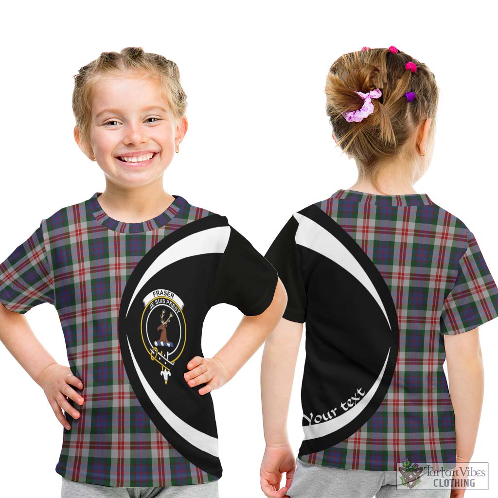 Fraser Red Dress Tartan Kid T-Shirt with Family Crest Circle Style - Tartan Vibes Clothing