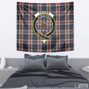 Fraser Red Dress Tartan Tapestry Wall Hanging and Home Decor for Room with Family Crest