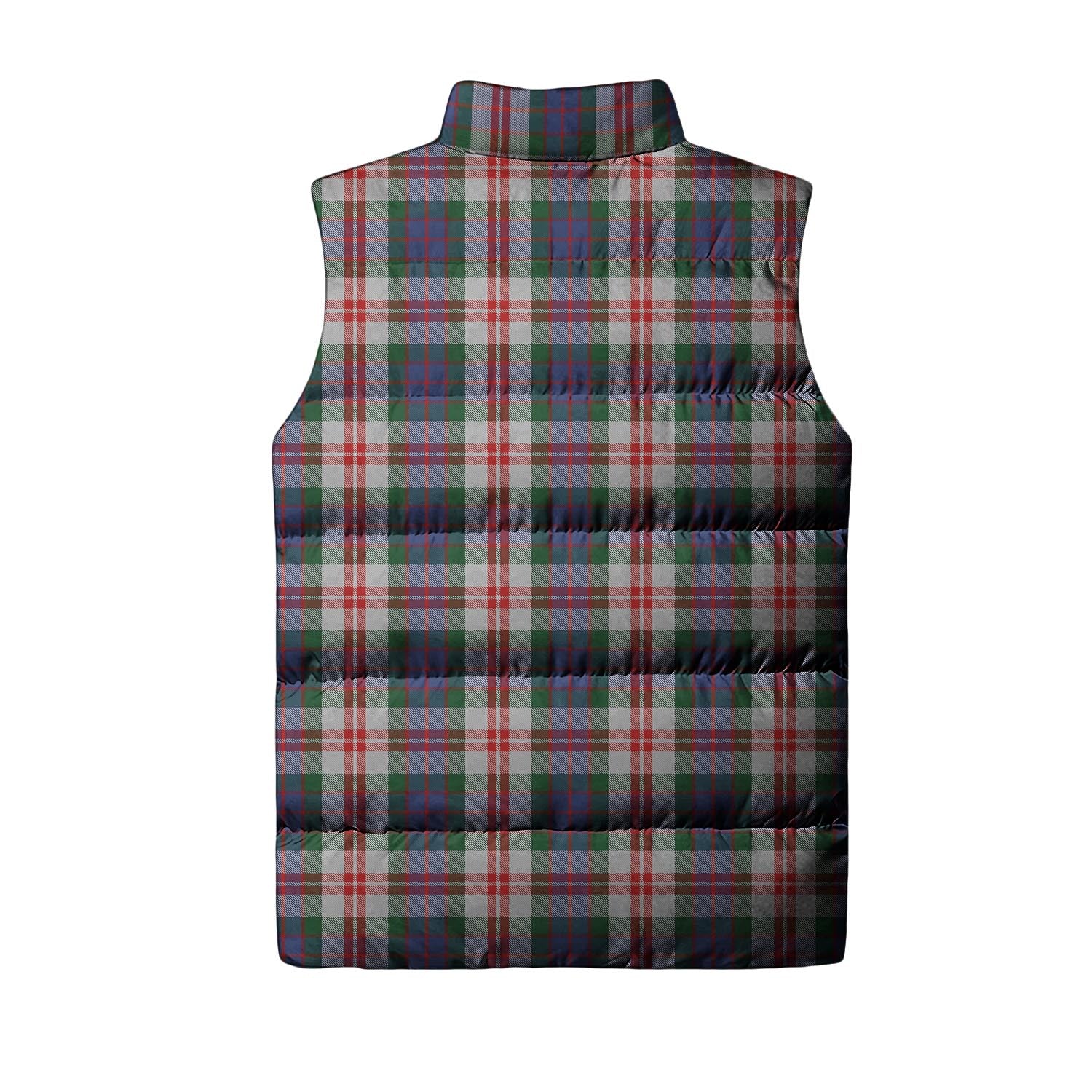 Fraser Red Dress Tartan Sleeveless Puffer Jacket with Family Crest - Tartanvibesclothing