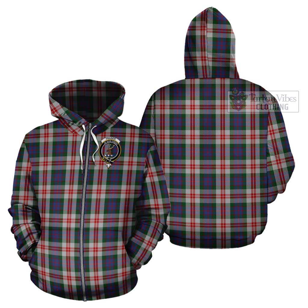 Tartan Vibes Clothing Fraser Red Dress Tartan Cotton Hoodie with Family Crest