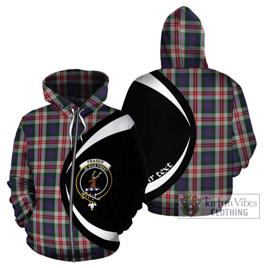 Tartan Vibes Clothing Fraser Red Dress Tartan Hoodie with Family Crest Circle Style