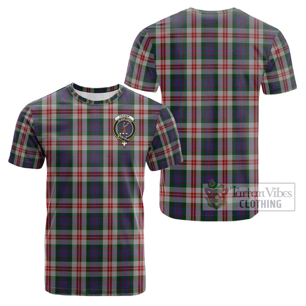 Fraser Red Dress Tartan Cotton T-Shirt with Family Crest Kid's Shirt - Tartanvibesclothing Shop