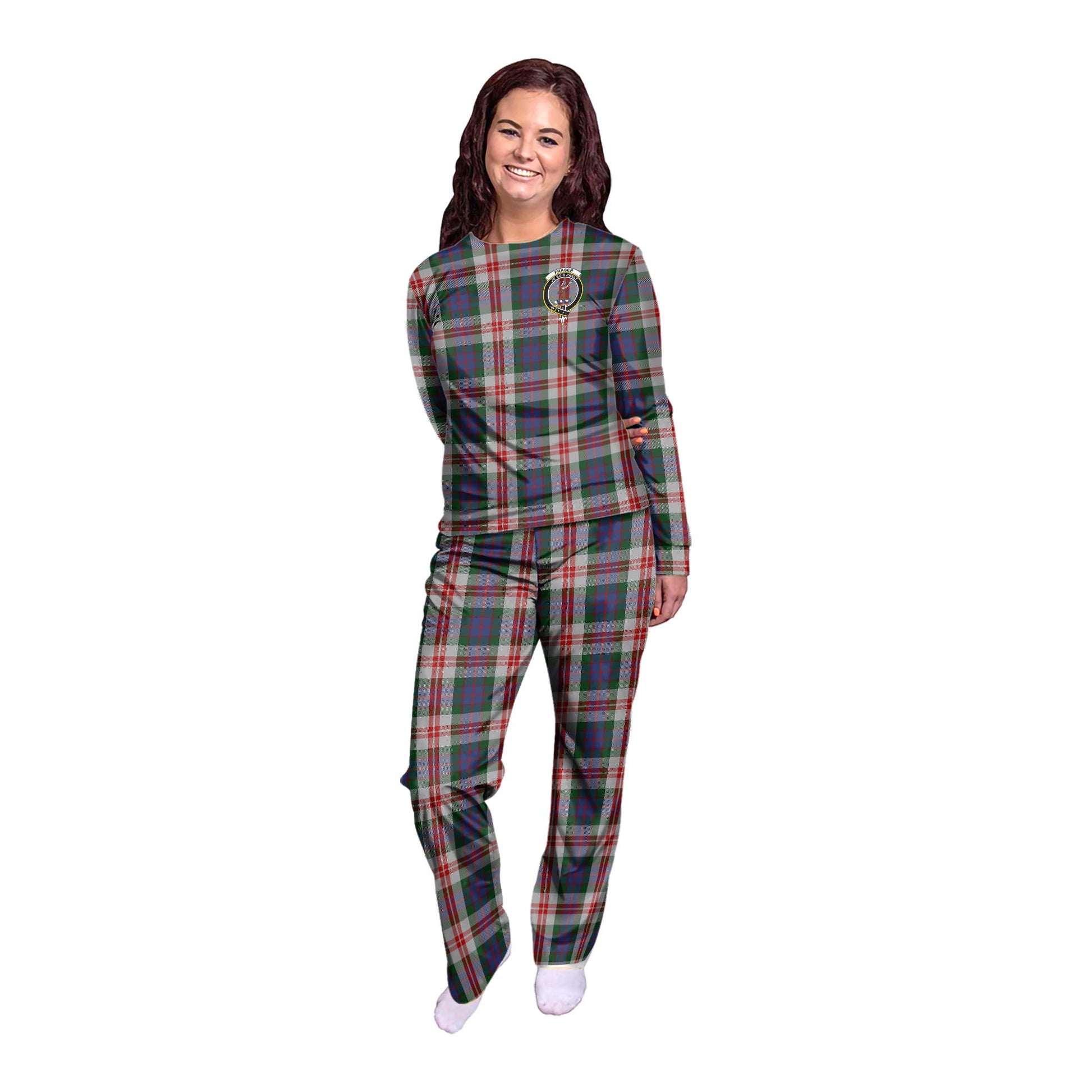 Fraser Red Dress Tartan Pajamas Family Set with Family Crest - Tartan Vibes Clothing