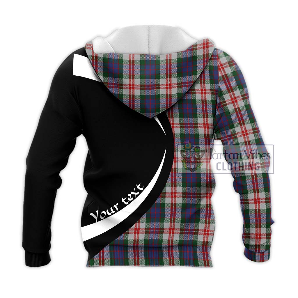 Fraser Red Dress Tartan Knitted Hoodie with Family Crest Circle Style - Tartan Vibes Clothing