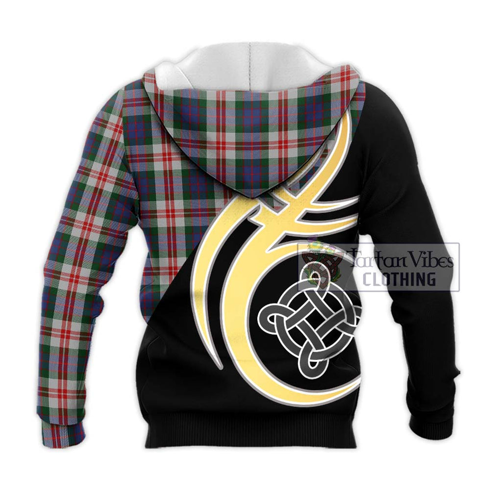 Fraser Red Dress Tartan Knitted Hoodie with Family Crest and Celtic Symbol Style - Tartan Vibes Clothing