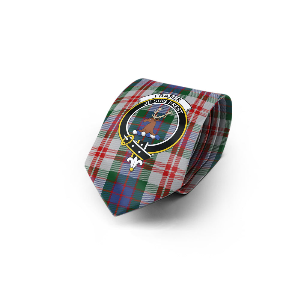 Fraser Red Dress Tartan Classic Necktie with Family Crest - Tartan Vibes Clothing