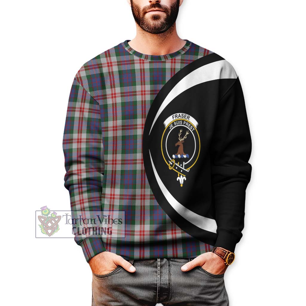 Fraser Red Dress Tartan Sweatshirt with Family Crest Circle Style - Tartan Vibes Clothing