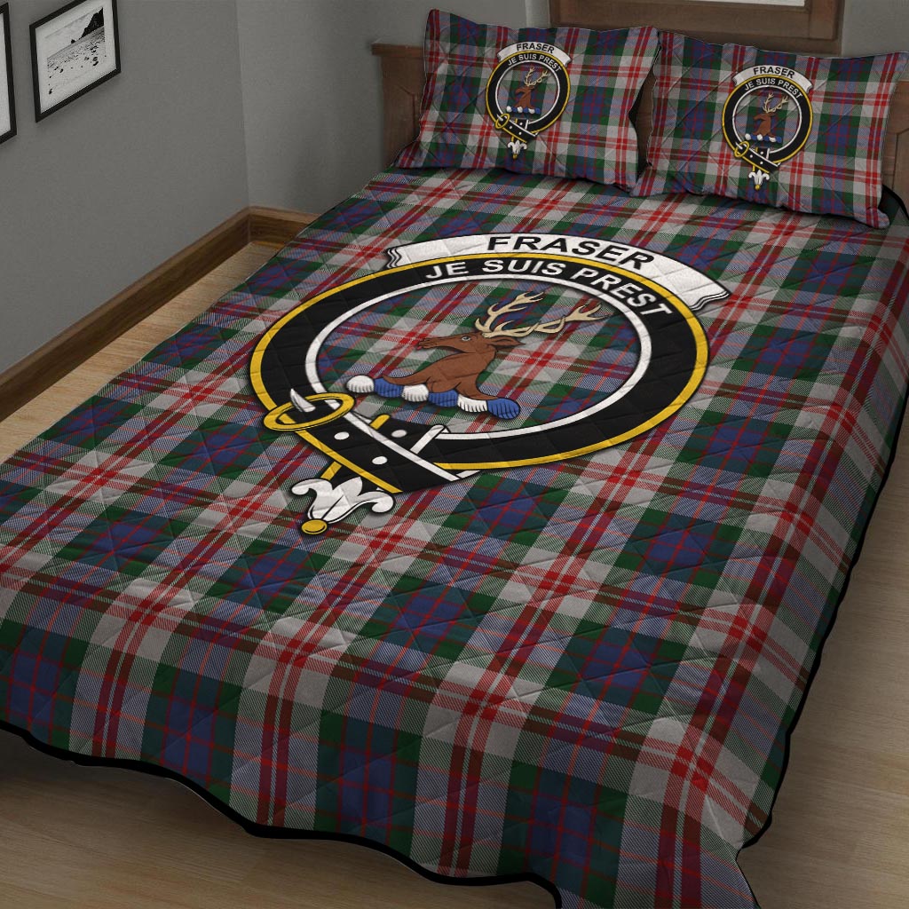 Fraser Red Dress Tartan Quilt Bed Set with Family Crest - Tartan Vibes Clothing