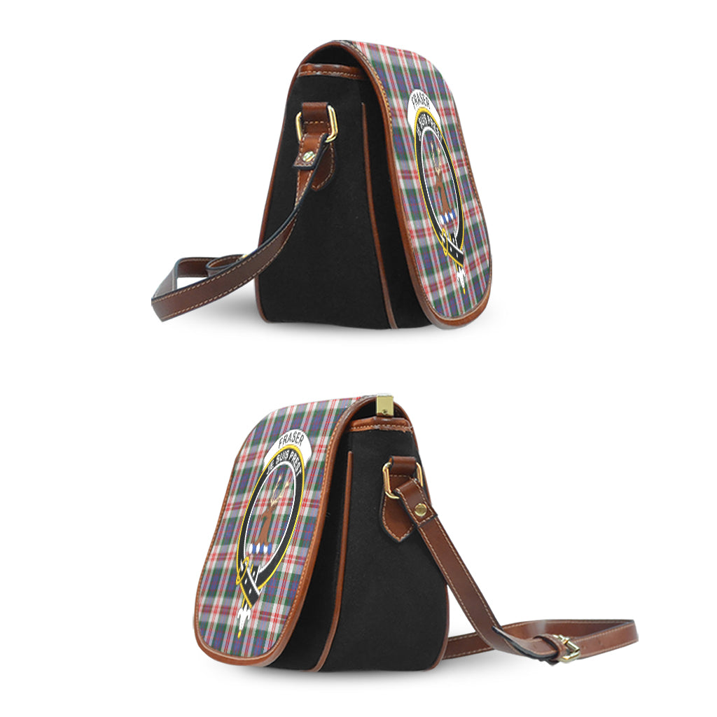 Fraser Red Dress Tartan Saddle Bag with Family Crest - Tartan Vibes Clothing