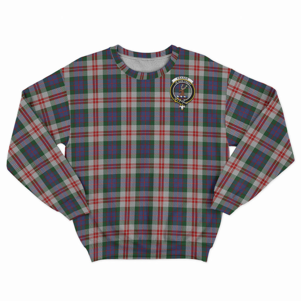 Fraser Red Dress Tartan Sweatshirt with Family Crest - Tartan Vibes Clothing