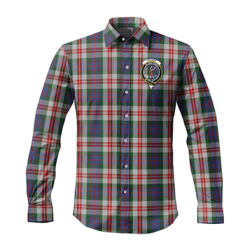 Fraser Red Dress Tartan Long Sleeve Button Up Shirt with Family Crest