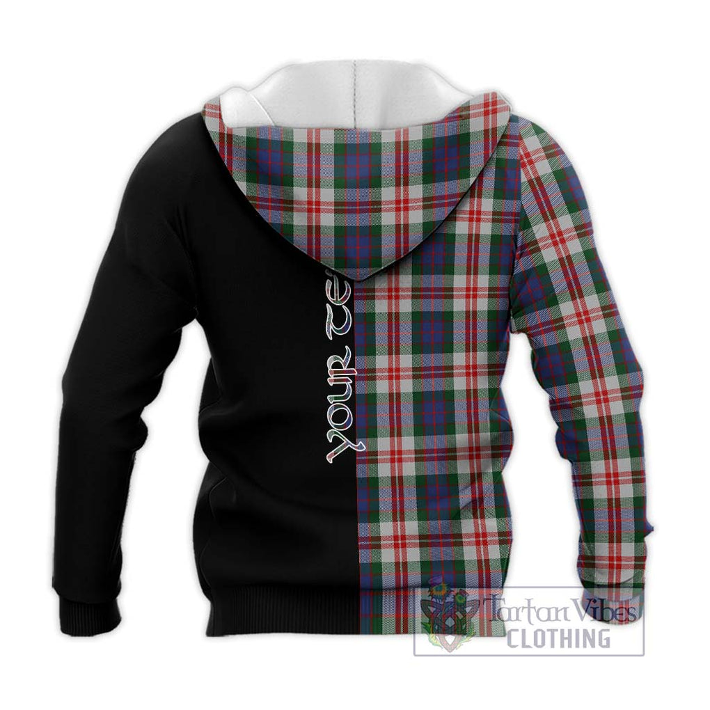 Fraser Red Dress Tartan Knitted Hoodie with Family Crest and Half Of Me Style - Tartanvibesclothing Shop