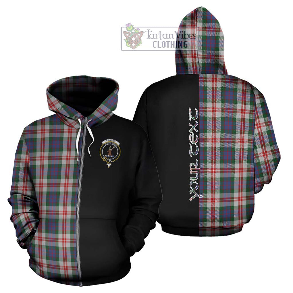 Fraser Red Dress Tartan Hoodie with Family Crest and Half Of Me Style - Tartanvibesclothing Shop