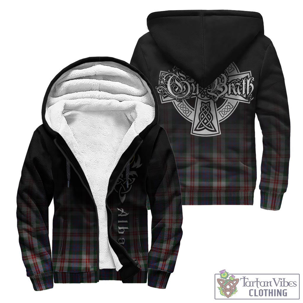 Tartan Vibes Clothing Fraser Red Dress Tartan Sherpa Hoodie Featuring Alba Gu Brath Family Crest Celtic Inspired