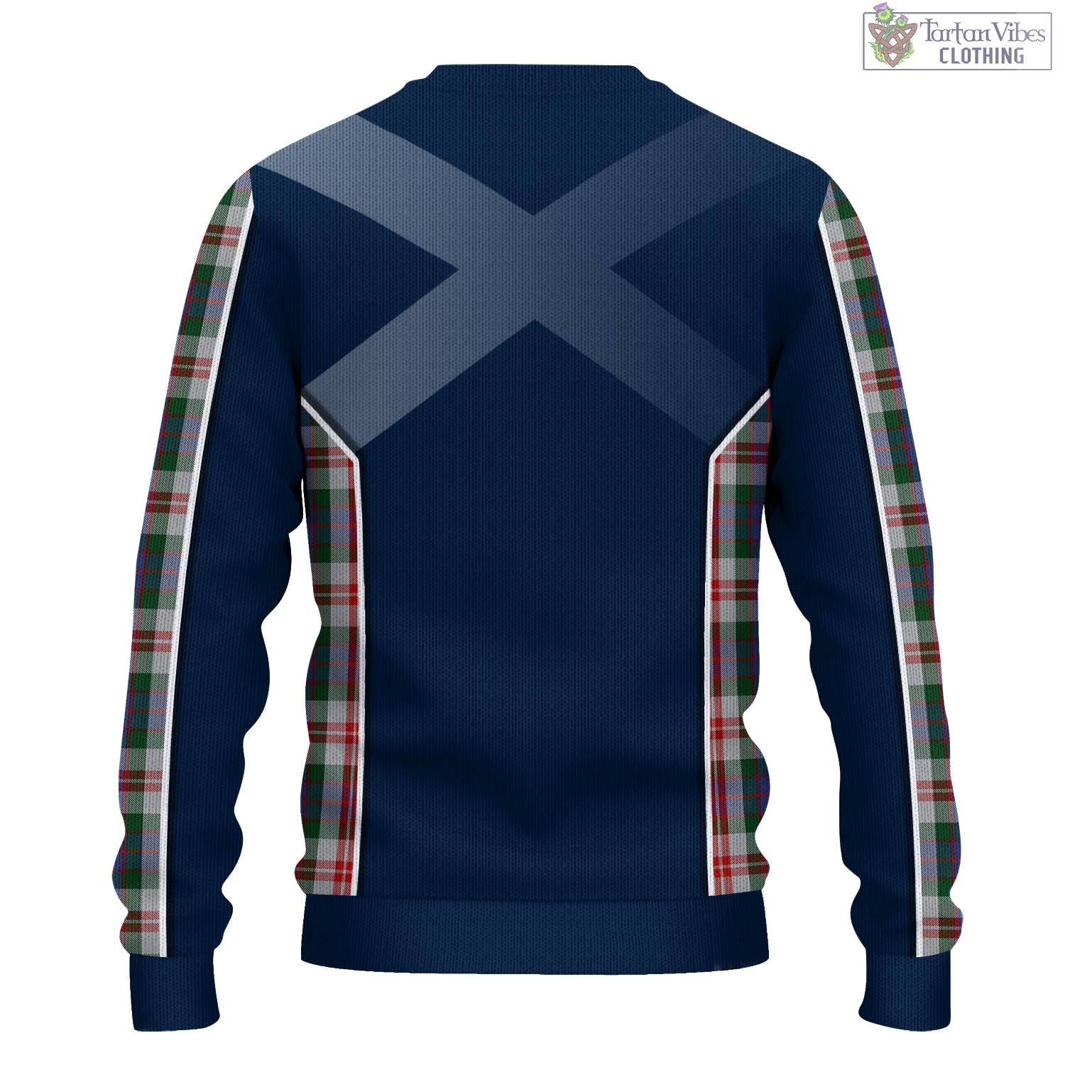 Tartan Vibes Clothing Fraser Red Dress Tartan Knitted Sweatshirt with Family Crest and Scottish Thistle Vibes Sport Style