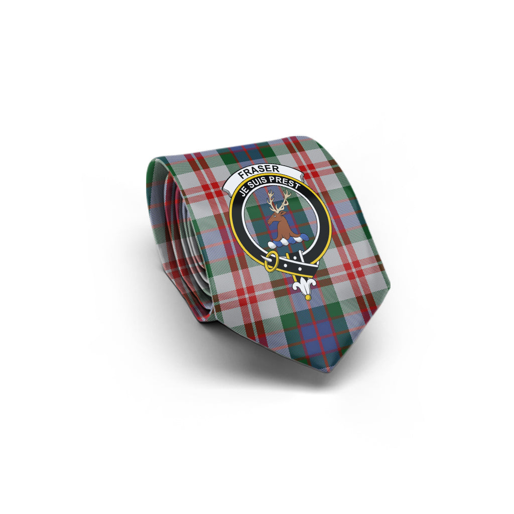 Fraser Red Dress Tartan Classic Necktie with Family Crest - Tartan Vibes Clothing