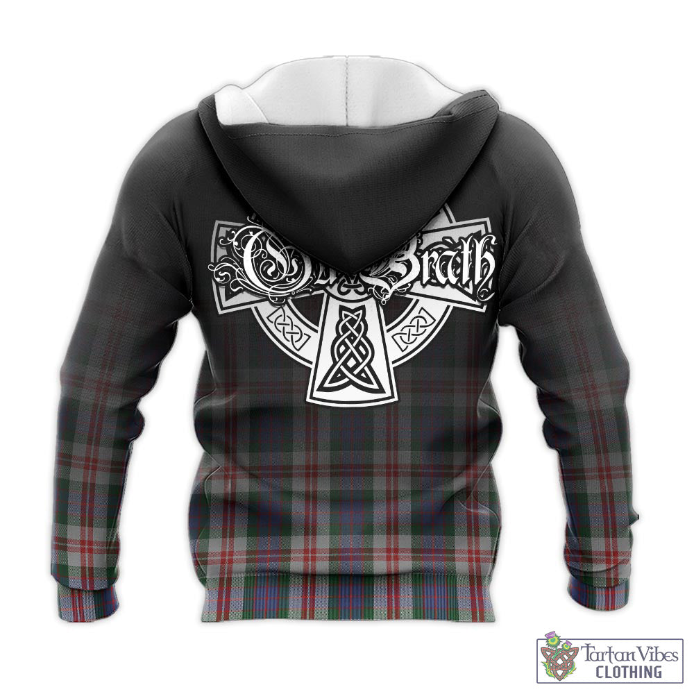 Tartan Vibes Clothing Fraser Red Dress Tartan Knitted Hoodie Featuring Alba Gu Brath Family Crest Celtic Inspired